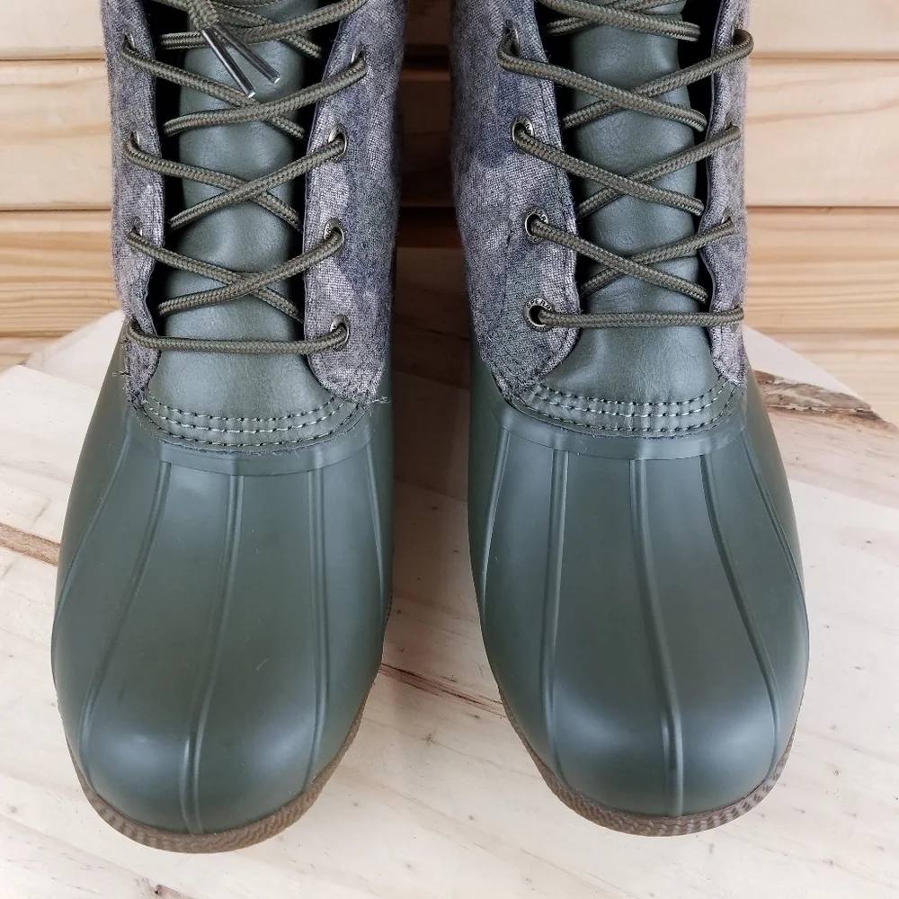 Sperry Top-Sider Men's 10 US Saltwater Camo Duck Boot Lace-up Green STS23702 NEW